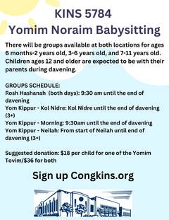 Yomim Noraim Baysitting